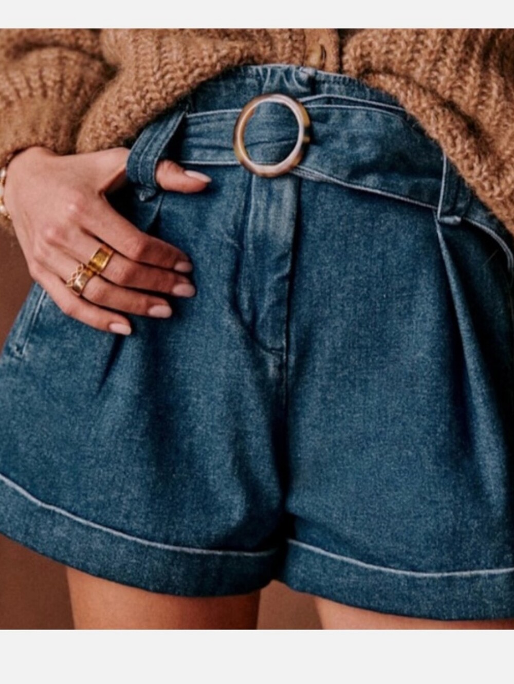 Sezane Rome Denim Shorts